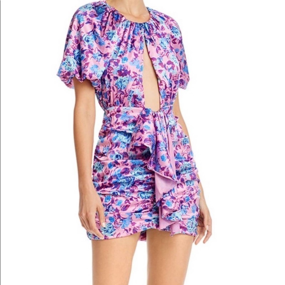 For Love and Lemons Tahiti Floral Cutout Mini Dress Size XS Purple Blue